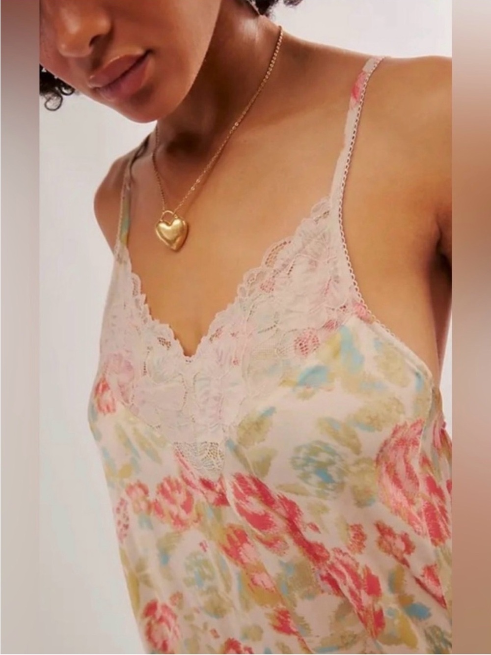 NWT Free People Floral Lace Slip Dress - Tea Combo Ivory Pink Floral S - Picture 3 of 6